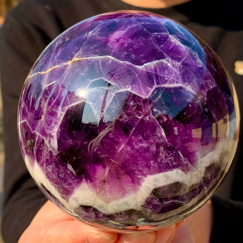 天然石スフィア　6個 Natural Dream Amethyst Ball 6-6.5cm | Chevron Amethyst Crystal