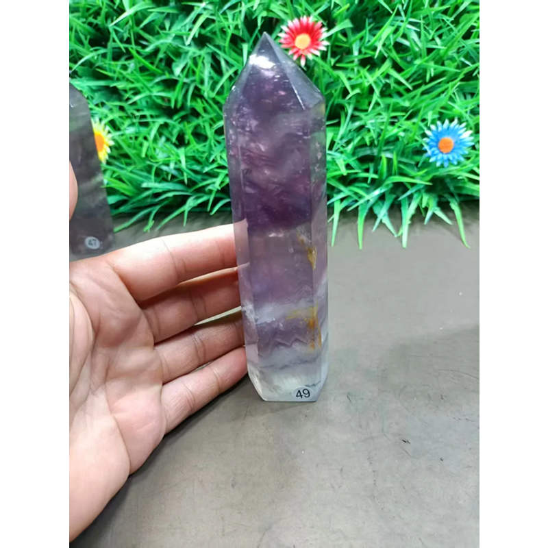 Natural Purple Fluorite Auspicious Cloud Crystal Wand — Healing Magic Wand, Chakra Home Decor