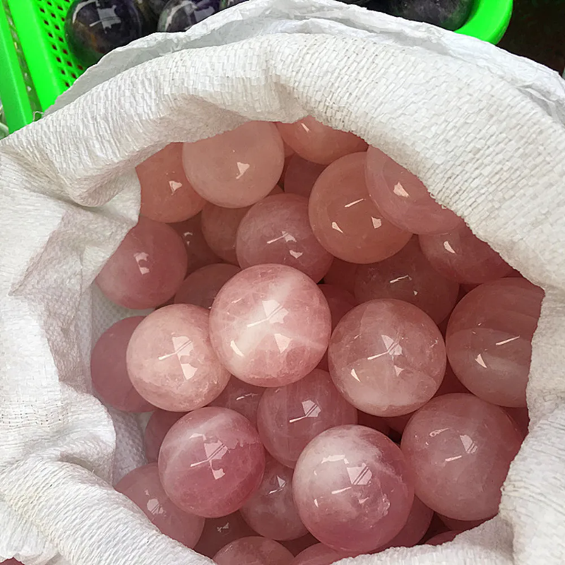 Natural Rose Quartz Crystal Ball — 35–40mm Healing Sphere, Christmas & Wedding Gift