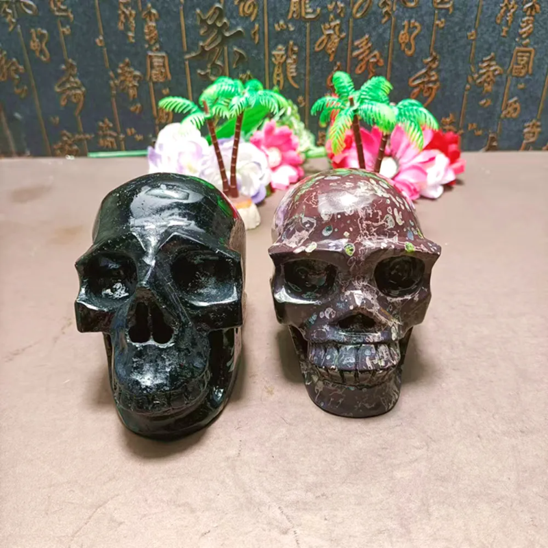 Natural Quartz Crystal Jaw Skull Carving — Hollow Reiki Chakra Home Decor