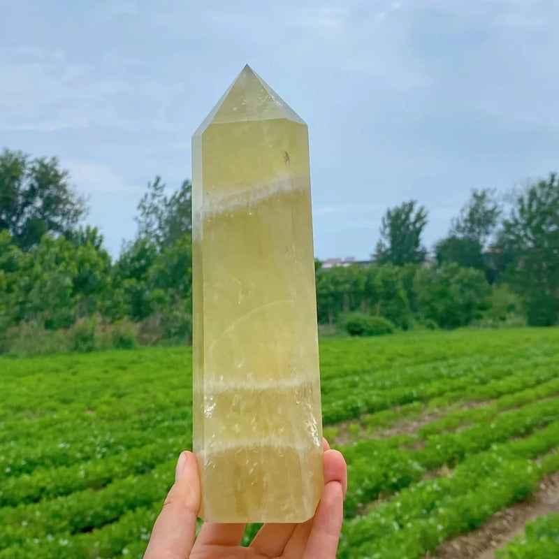 1PC Natural Citrine Crystal Tower - unique polished gemstone for home and office decoration, perfect for gift collection
