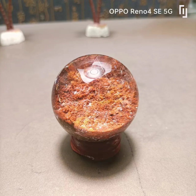 Natural Green Phantom Garden Quartz Crystal Ball — Brazilian Chakra Healing Sphere