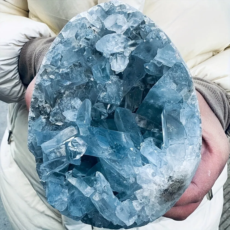2-3kg Large Celestite Geode Cluster Crystal Stones Piedras Semipreciosas Naturales  Crystals Bulk Feng Shui Wiccan Decor