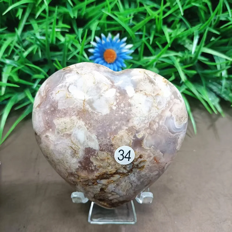 Natural Cherry Agate Crystal Heart — Polished Quartz Heart, Love & Home Decor