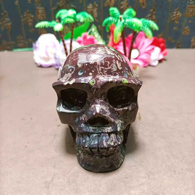 Natural Quartz Crystal Jaw Skull Carving — Hollow Reiki Chakra Home Decor