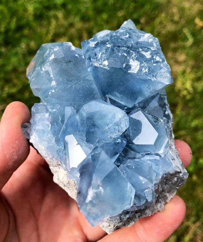 400-600g Celestine Stone Cluster - Natural - Genuine Blue Celestite Crystal Cluster, Home Decor, Specimen Collection