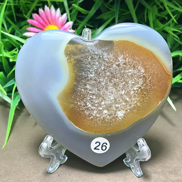 Natural Agate Crystal Cat Face Heart — Carved Quartz Chakra Home Decor Gift