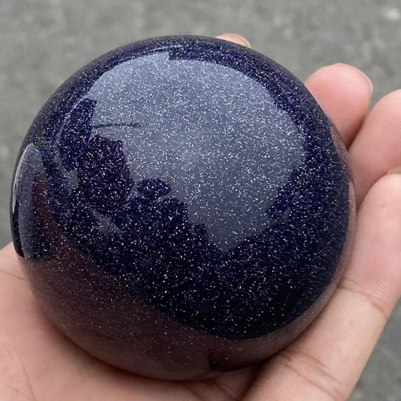 Natural Blue Sandstone Crystal Ball — 65mm Galaxy Quartz Sphere, Reiki Healing Decor