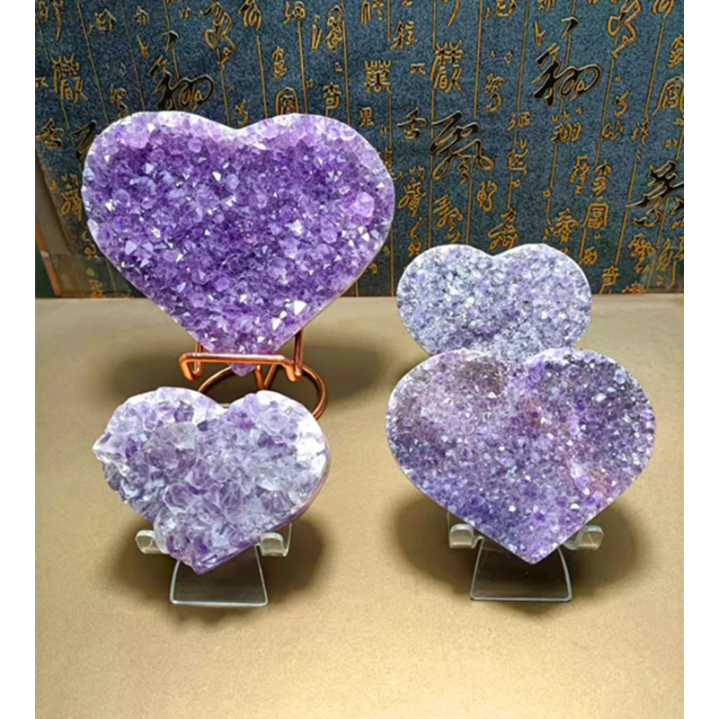 Natural Amethyst Geode, Loving Heart Shape, Quartz Cluster Crystal Specimen, Energy Healing, Wholesale