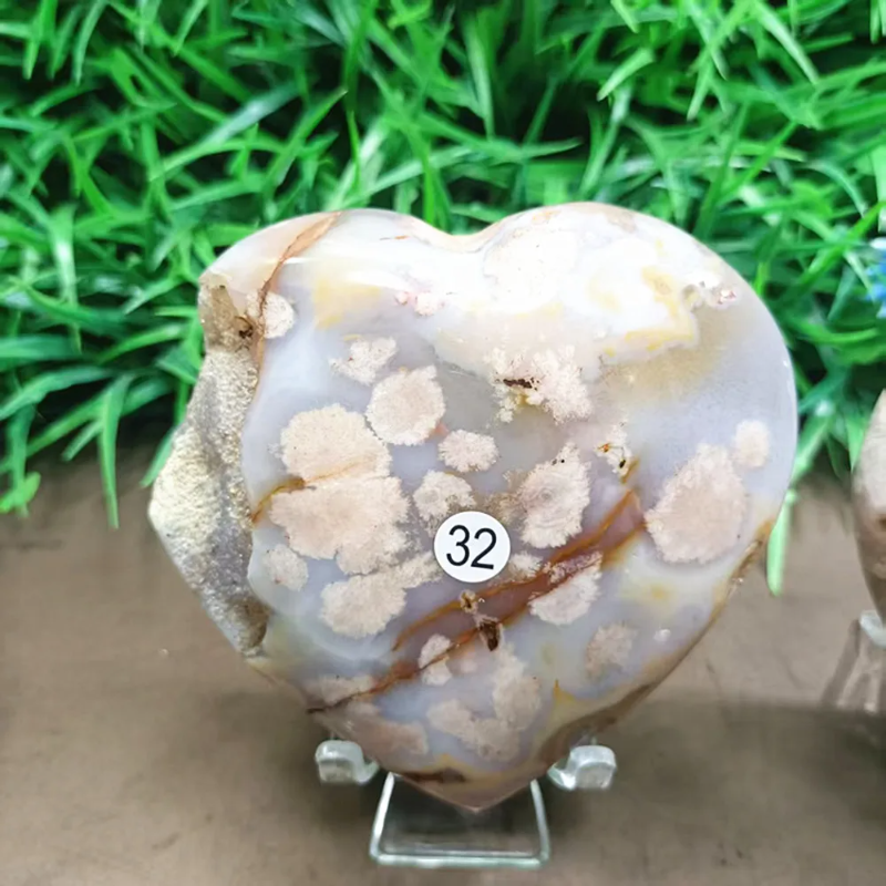 Natural Cherry Agate Crystal Heart — Polished Quartz Heart, Love & Home Decor