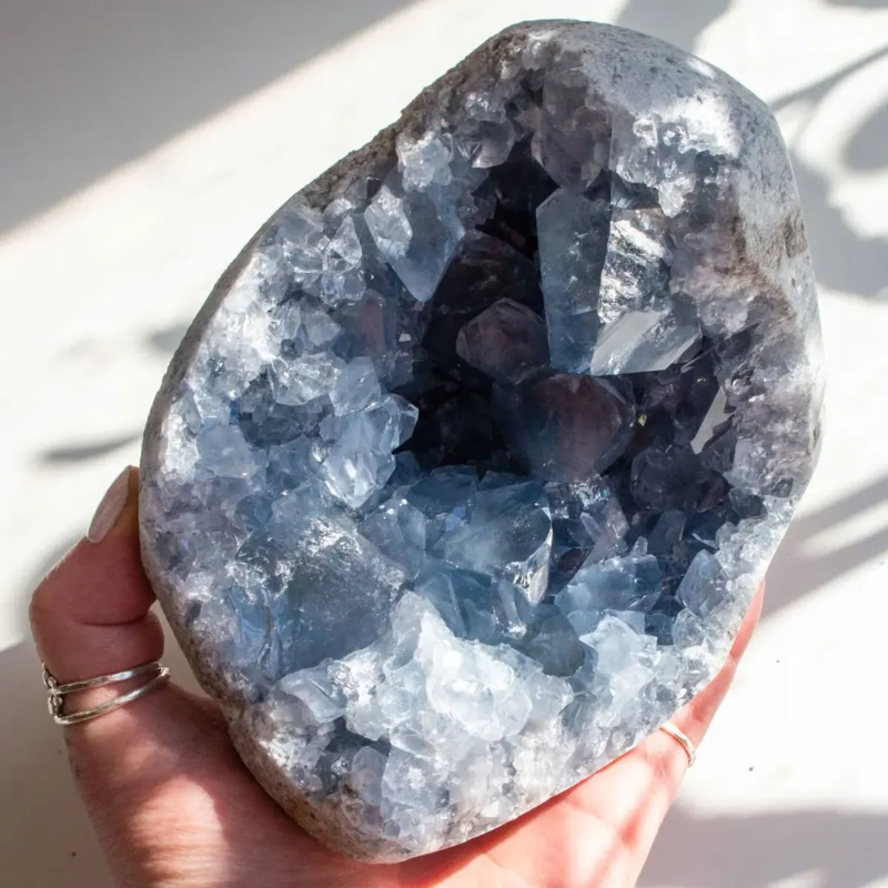 800-1000g Celestine Stone Cluster - Natural - Genuine Blue Celestite Crystal Cluster, Home Decor, Highquality Mineral