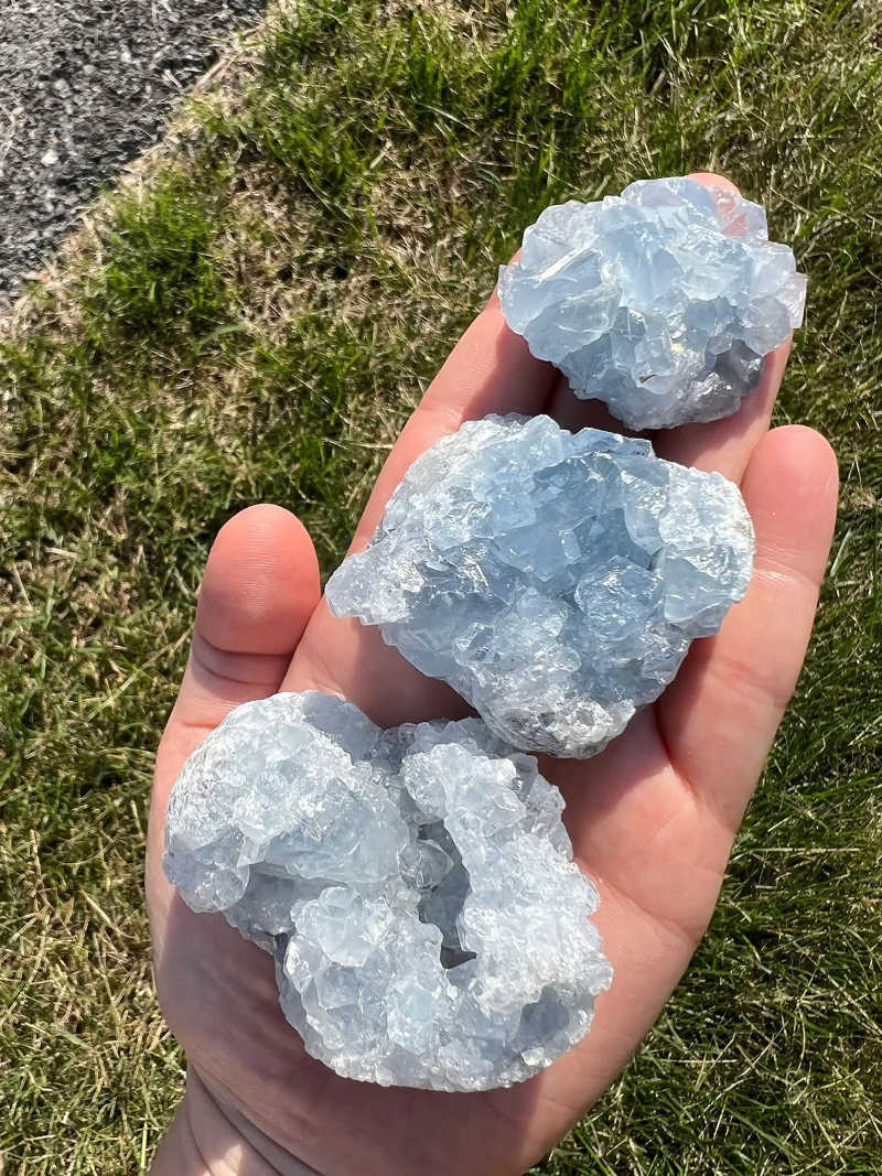 400-600g Celestine Stone Cluster - Natural - Genuine Blue Celestite Crystal Cluster, Home Decor, Specimen Collection