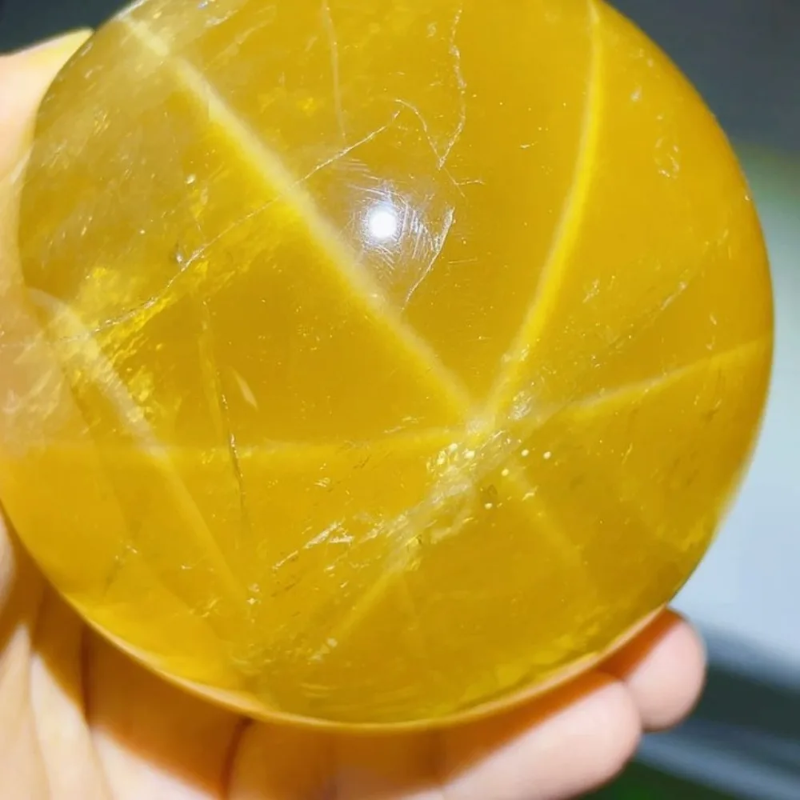 9.5-10cm Citrine Sphere Fashion Meditation Home Decoration Smooth Semi Precious Stones  Decoration Mineral Specimen