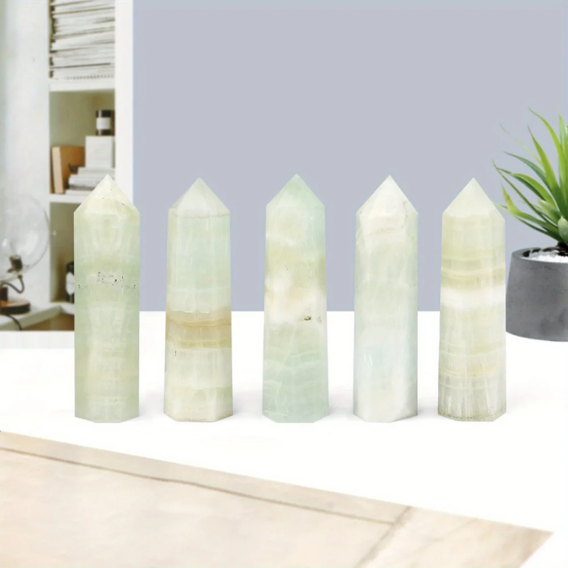 9-10CM Natural Afgan Jade Point Tower Birthday Gifts  Engraving Jade   Healing Crystals Angel Chakra Crystals