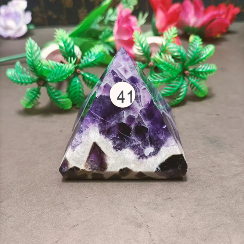 Natural Dream Amethyst Crystal Pyramid — Handmade Healing Chakra Quartz Gemstone Gift