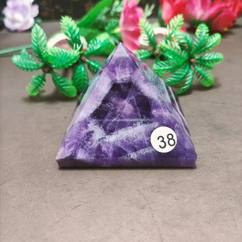 Natural Dream Amethyst Crystal Pyramid — Handmade Healing Chakra Quartz Gemstone Gift
