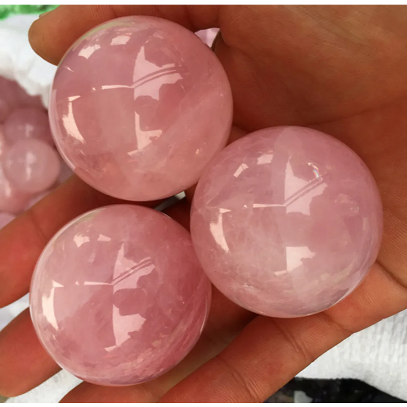 Natural Rose Quartz Crystal Ball — 35–40mm Healing Sphere, Christmas & Wedding Gift