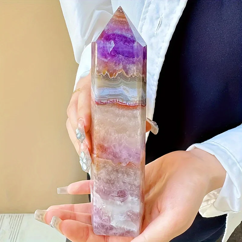 13-14cm Amethyst Agate Point Natural Crystal Crafts Amethyst Mexican Agate Large Tower for Decoration