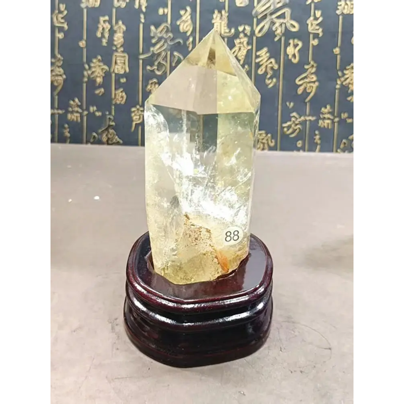 Natural Citrine Quartz Crystal Wand — Yellow Healing Point, Abundance & Positivity Stone