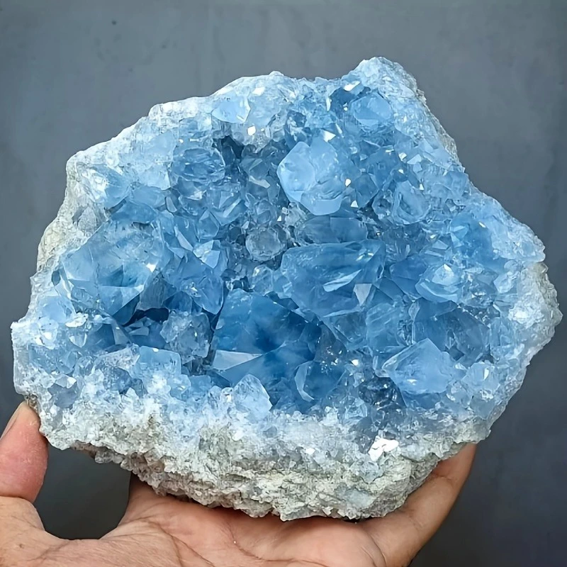 CrystalHola  Celestite Geode Cluster Semi Precious Stones Natural Crystal Stones  Healing Authentic  Carving Crystal