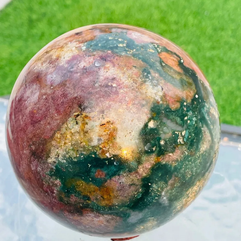 Ocean Jasper Quartz Crystal Sphere  Mineral Healing Colourful Reiki Decoration Ball CrystalHola Brand