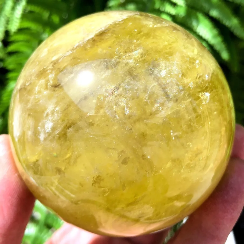 9.5-10cm Citrine Sphere Fashion Meditation Home Decoration Smooth Semi Precious Stones  Decoration Mineral Specimen