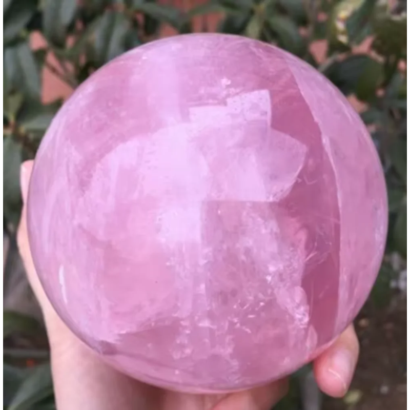 Natural Pink Rose Quartz Crystal Ball — Polished Healing Sphere, 50mm