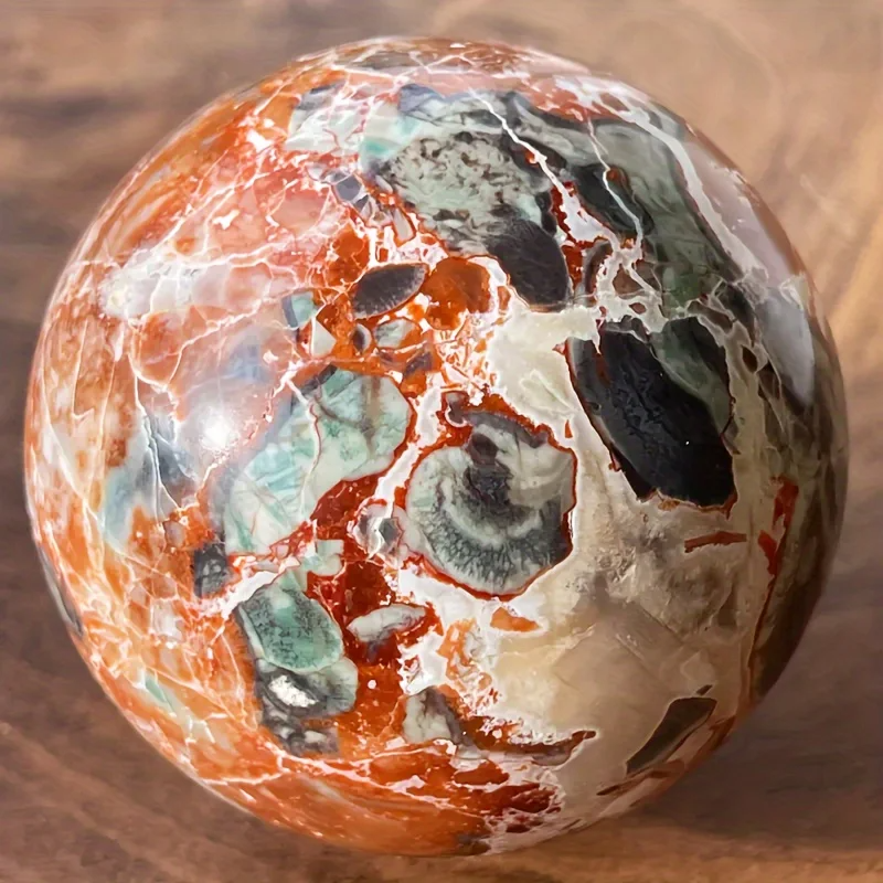 1pc 7.5-8cm Natural Money Lace Agate Sphere, Fengshui Fortune Ball, Home Decor Ornament, Holiday Gift & Crystal Stones Sphere