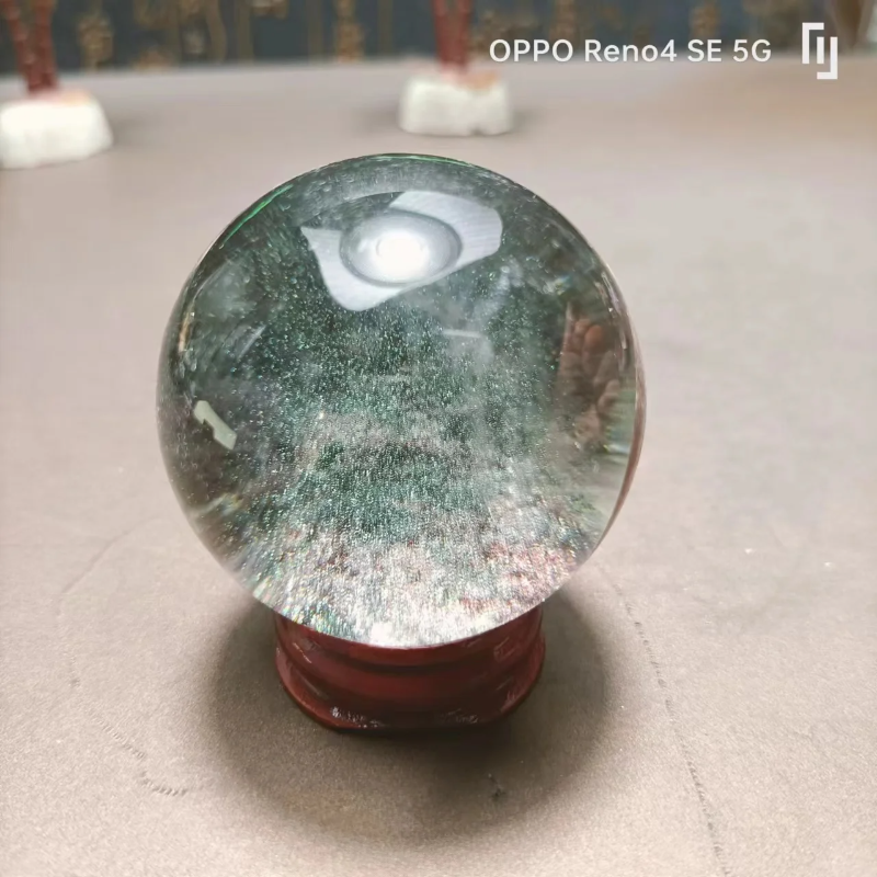 Natural Green Phantom Garden Quartz Crystal Ball — Brazilian Chakra Healing Sphere