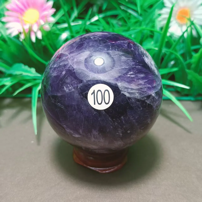 Natural Dream Amethyst Crystal Ball — Chevron Amethyst Reiki Healing Sphere