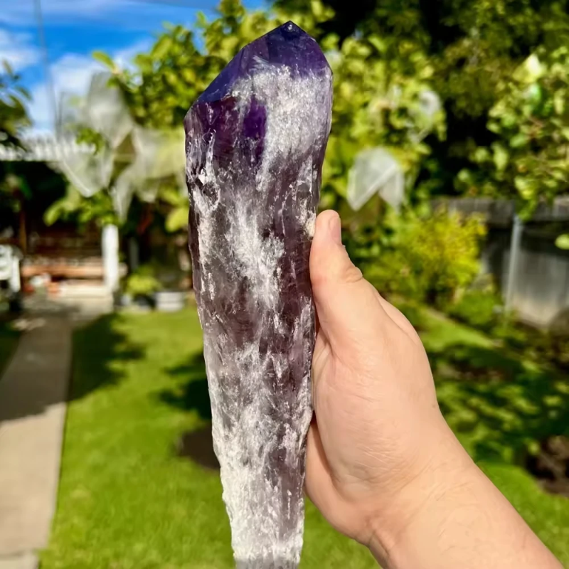 600-700g Natural Amethyst Scepter Crystal Wand Vivid Color & High Clarity Healing Stone Artwork Premium Home Decor & Unique Gift