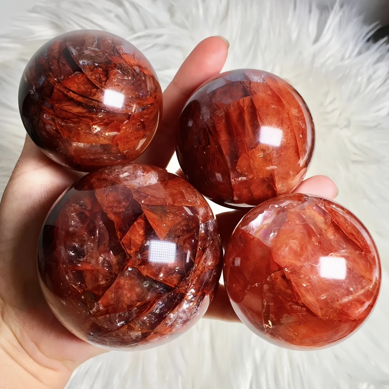 Large Fire Quartz Crystal Sphere, Polished Ball, Home Decor and Gift, Souvenir Gift, Home Decoration,Magic Point Healing Stone