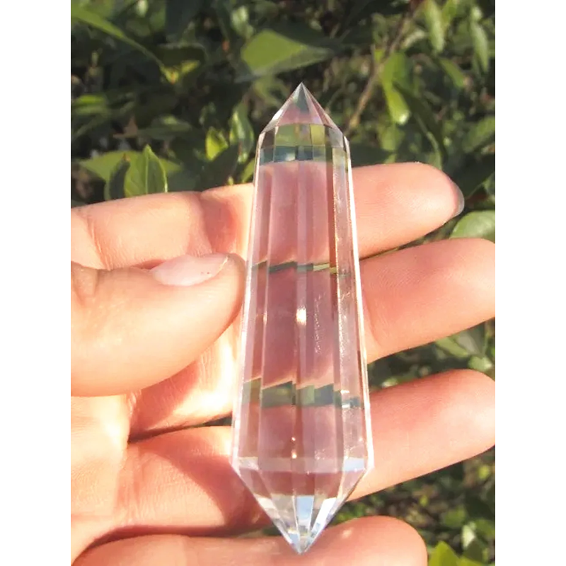 Natural Clear Quartz Vogel Style Crystal Wand — 12-Sided Healing Point, 70mm