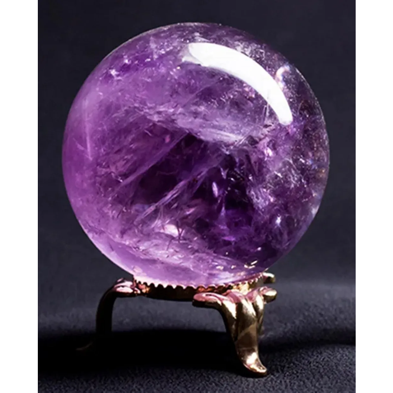 300gNatural Amethyst Quartz Crystal Sphere Ball — Healing Stone, Meditation Sphere