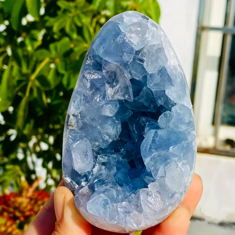 CrystalHola  Celestite Geode Cluster Semi Precious Stones Natural Crystal Stones  Healing Authentic  Carving Crystal