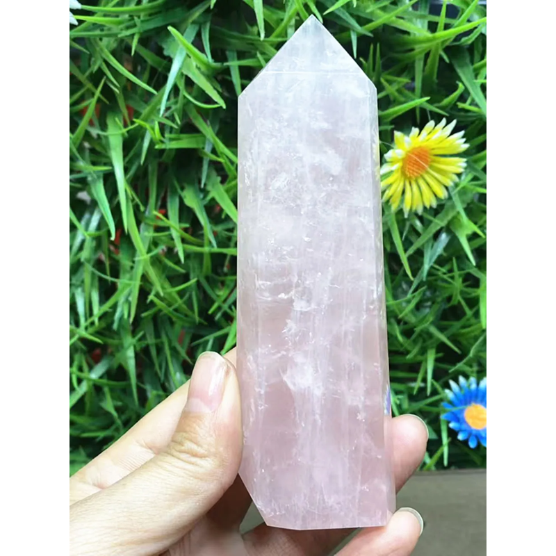 Natural Fluorite Crystal Wand — Polished Quartz Point, Multi-Color Healing Wand