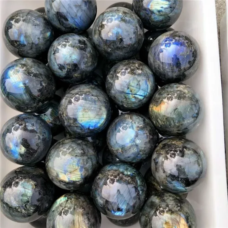 Natural Rainbow Moonstone Crystal Ball — Polished Quartz Sphere with Display Bracket