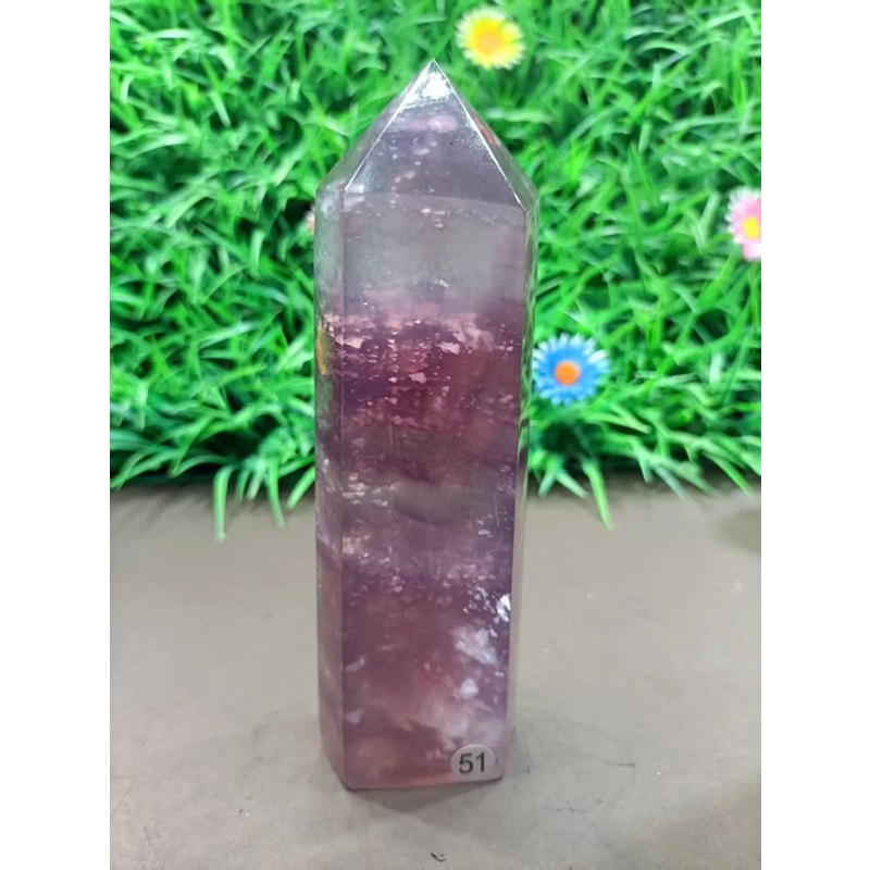 Natural Purple Fluorite Auspicious Cloud Crystal Wand — Healing Magic Wand, Chakra Home Decor