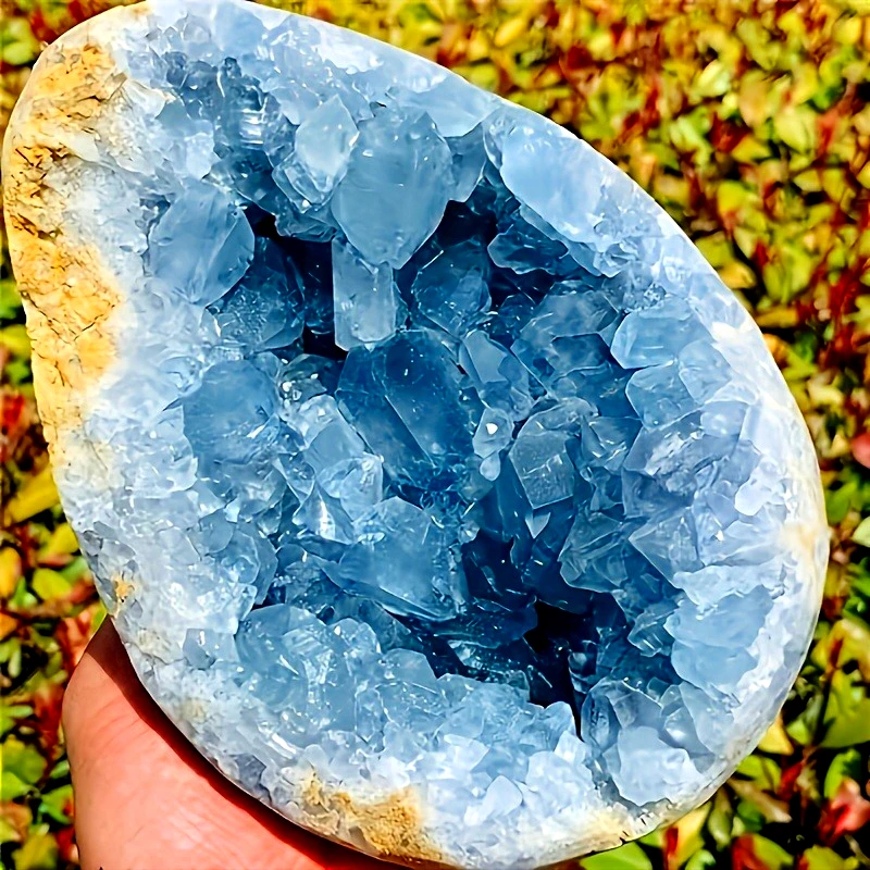 CrystalHola  Celestite Geode Cluster Semi Precious Stones Natural Crystal Stones  Healing Authentic  Carving Crystal
