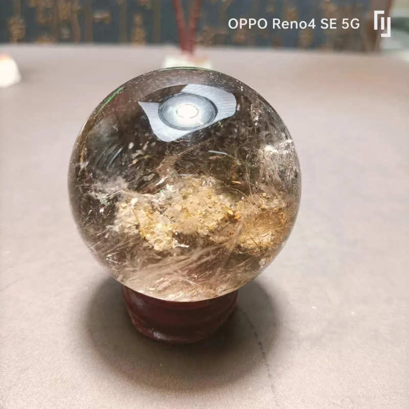 Natural Green Phantom Garden Quartz Crystal Ball — Brazilian Chakra Healing Sphere