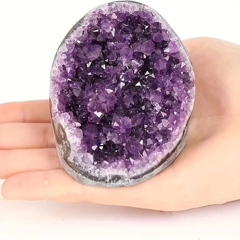 200-300g Brazilian Amethyst Crystal Cluster Natural Deep Purple Decorative Stone Rough Texture Gift for Home and Office Decor