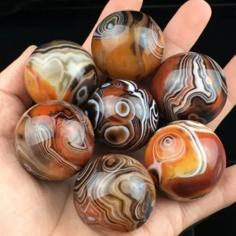 Natural quartz crystal lace agate ball reiki energy ball treatment  + 15pcs
