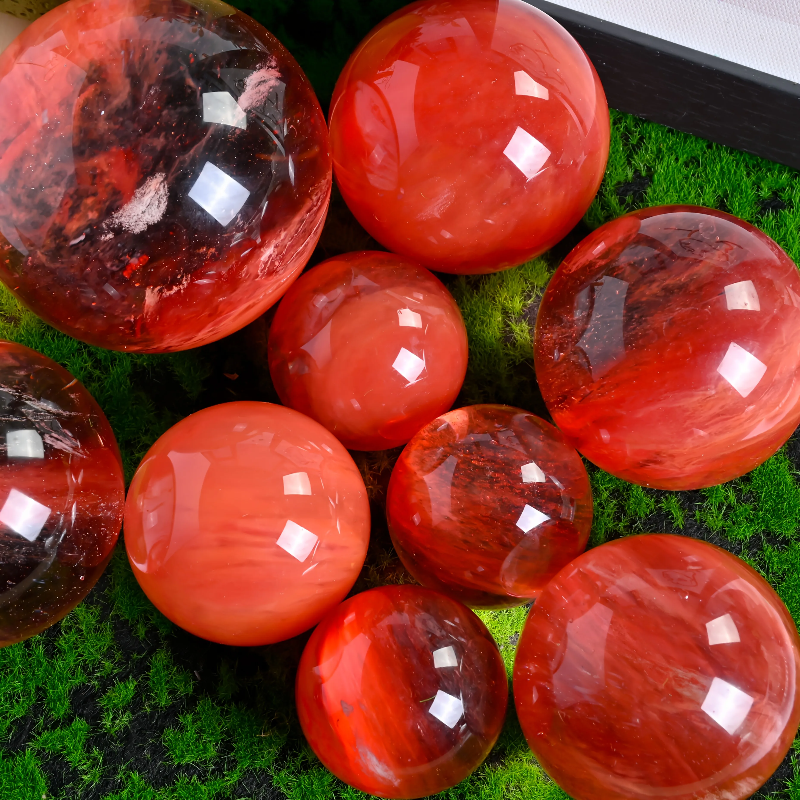 1pc Red Smelting Stone Ball,Quartz Ball,Crystal Sphere,Home Decor,Crystal Gifts,Crystal collection,Divination Ball