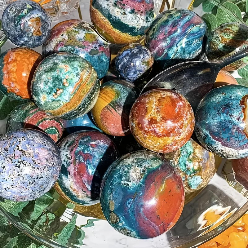 6.5-7cm Natural Ocean Jasper Ball,Sturdy Healing energy Crystals,Semi Precious Stones Gift,Valentine's Day decor,Meditation Gift