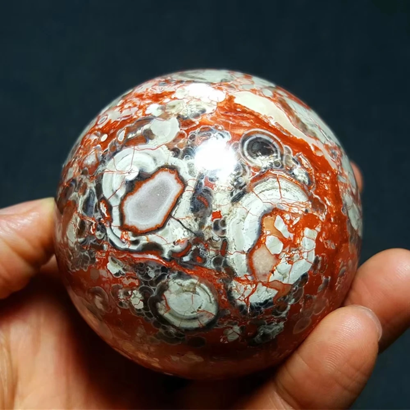 1pc 7.5-8cm Natural Money Lace Agate Sphere, Fengshui Fortune Ball, Home Decor Ornament, Holiday Gift & Crystal Stones Sphere