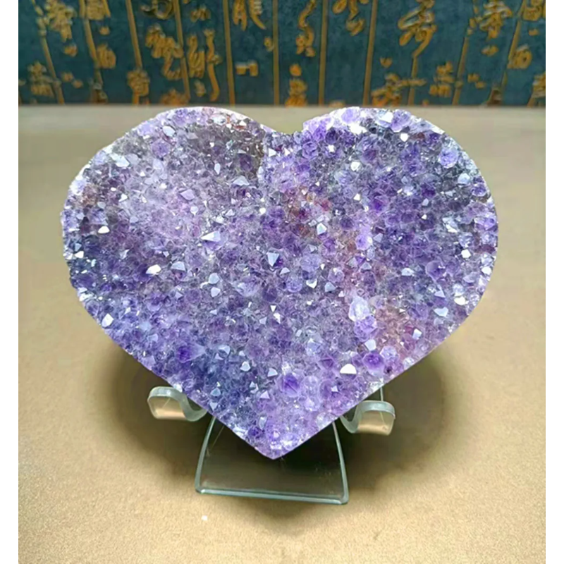 Natural Amethyst Geode, Loving Heart Shape, Quartz Cluster Crystal Specimen, Energy Healing, Wholesale