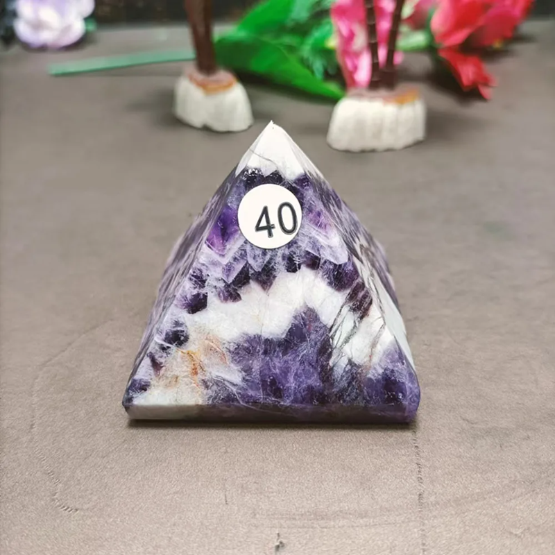 Natural Dream Amethyst Crystal Pyramid — Handmade Healing Chakra Quartz Gemstone Gift