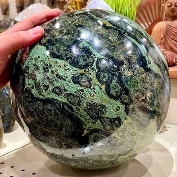 1pc Large Elegant Kambaba Jasper Sphere, Polished Stone Ball For Home Decor And Gift, Reiki Healing Gift