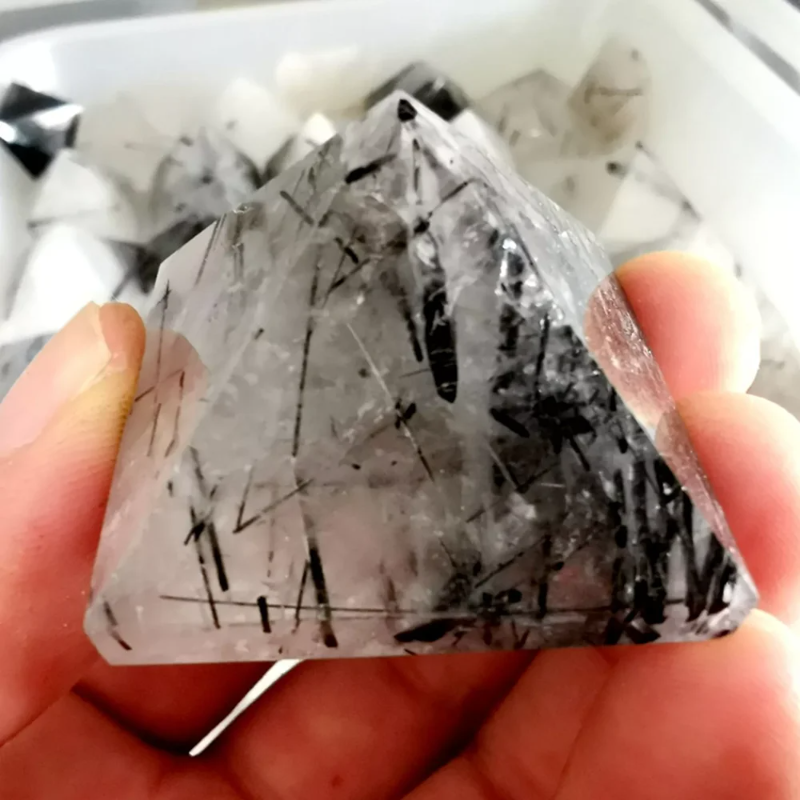 Natural Black Tourmaline Crystal Pyramid — Protective Healing Chakra Quartz Point