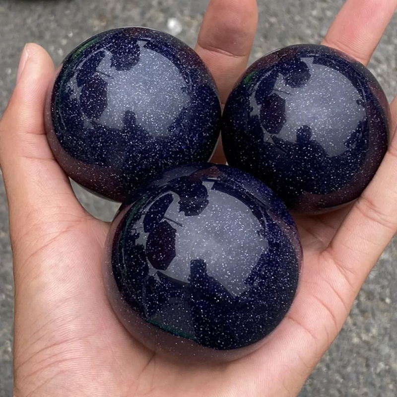 Natural Blue Sandstone Crystal Ball — 65mm Galaxy Quartz Sphere, Reiki Healing Decor